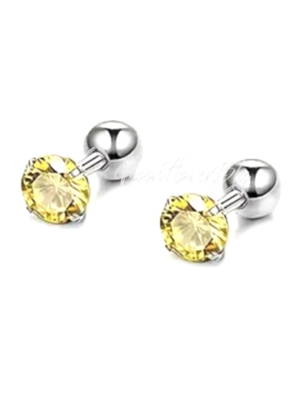 16G 6mm Yellow CZ Stud Earrings Stainless Steel Cartilage Tragus Lobe